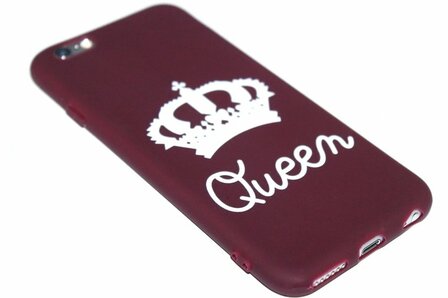 Queen hoesje siliconen kastanjerood iPhone 6(S) Plus