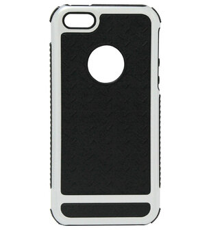 ADEL Rubber Bumper Case voor iPhone 5/ 5S/ - Zilver Zwart Origineletelefoonhoesjes.nl