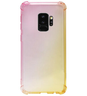 Siliconen Back Cover Softcase Hoesje voor Samsung Galaxy S9 - Kleurovergang Roze Geel - Origineletelefoonhoesjes.nl