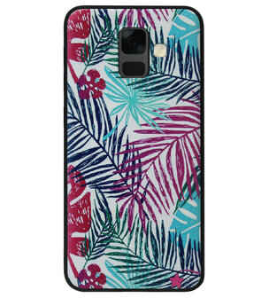 ADEL Siliconen Back Cover Softcase Hoesje voor Samsung Galaxy A6 (2018) - Bloemen Planten Groen