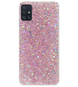 ADEL Premium Siliconen Back Cover Softcase Hoesje voor Samsung Galaxy A51 - Bling Bling Roze