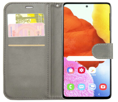 LC.IMEEKE Kunstleren Book Case Portemonnee Pasjes Hoesje voor Samsung Galaxy A01 - Grijs