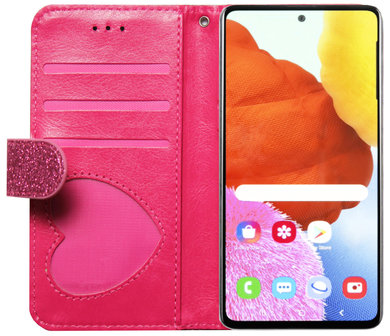 ADEL Kunstleren Book Case Pasjes Portemonnee Hoesje voor Samsung Galaxy A32 - Bling Bling Glitter Roze