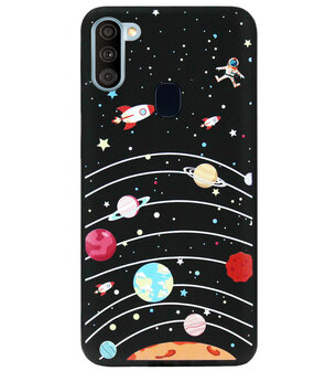 ADEL Siliconen Back Cover Softcase Hoesje voor Samsung Galaxy A11/ M11 - Ruimte Heelal Cartoon