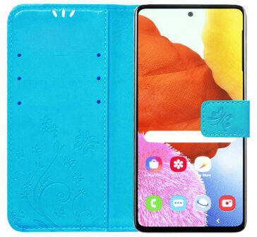 ADEL Kunstleren Book Case Pasjes Portemonnee Hoesje voor Samsung Galaxy A53 - Vlinder Blauw