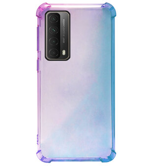 ADEL Siliconen Back Cover Softcase Hoesje voor Huawei P Smart 2021 - Kleurovergang Blauw Paars