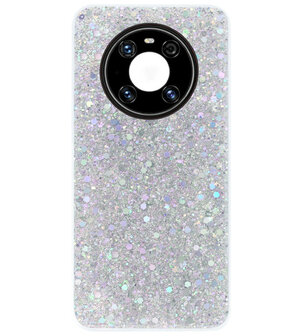 ADEL Premium Siliconen Back Cover Softcase Hoesje voor Huawei Mate 40 Pro - Bling Bling Glitter Zilver