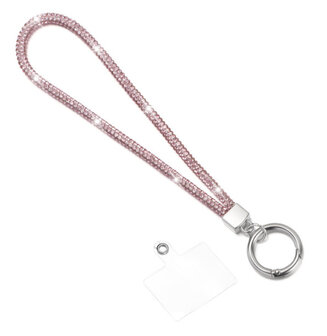 ADEL Telefoonkoordje Kort Polsband Universeel - Bling Glitter Roze