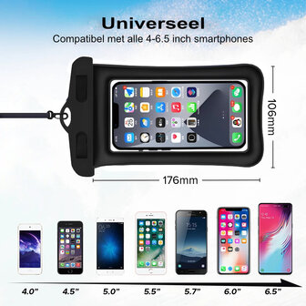 Waterdicht telefoonhoesje Universeel met Koord en Touchscreen-functie - Waterdichte Telefoonhoesjes - 100% Waterbestendige Telefoon Zak - Wit