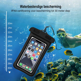 Waterdicht telefoonhoesje Universeel met Koord en Touchscreen-functie - Waterdichte Telefoonhoesjes - 100% Waterbestendige Telefoon Zak - Wit