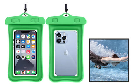 Waterdicht telefoonhoesje Universeel met Koord en Touchscreen-functie - Waterdichte Telefoonhoesjes - 100% Waterbestendige Telefoon Zak - Groen