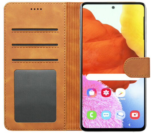 LC.IMEEKE Kunstleren Book Case Portemonnee Pasjes Hoesje voor Samsung Galaxy A32 - Bruin