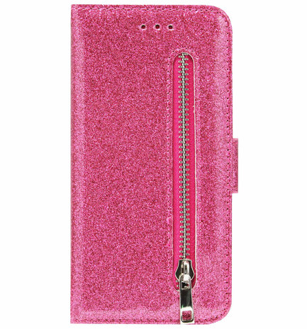 ADEL Kunstleren Book Case Pasjes Portemonnee Hoesje voor Samsung Galaxy A32 - Bling Bling Glitter Roze