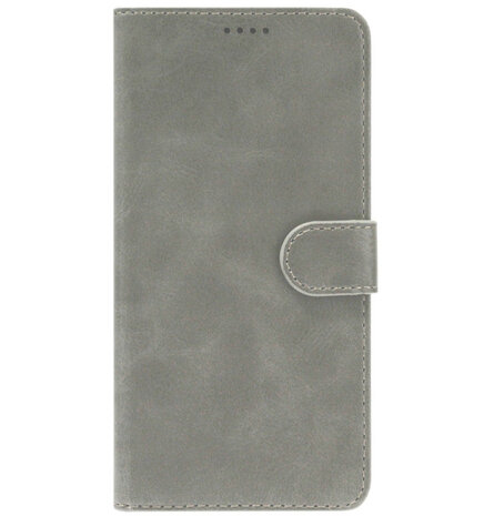 LC.IMEEKE Kunstleren Book Case Portemonnee Pasjes Hoesje voor Samsung Galaxy S22 Ultra - Grijs