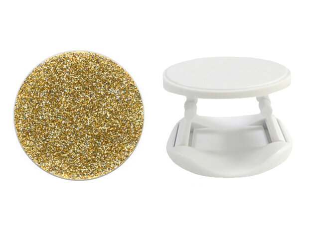 ADEL Uittrekbare Telefoonbutton Telefoonhouder Grip Kunststof Universeel - Bling Bling Glitter Goud