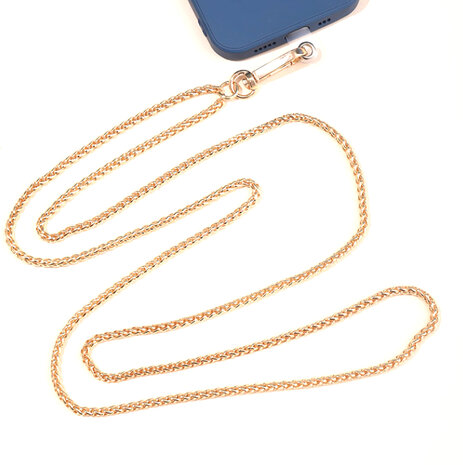 ADEL Telefoonkoordje Lang Crossbody Universeel - Metalen Ketting Goud