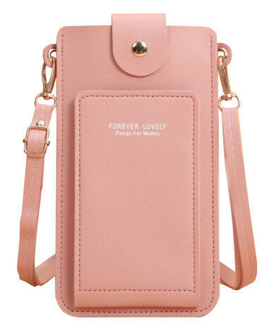 ADEL Telefoontasje Pasjeshouder Touchscreen-functie Crossbody Universeel - Roze