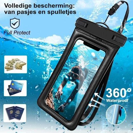 Waterdicht telefoonhoesje Universeel met Koord en Touchscreen-functie - Waterdichte Telefoonhoesjes - 100% Waterbestendige Telefoon Zak - Blauw