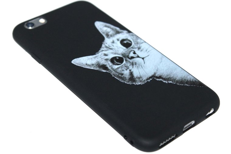 Verkleuren Teleurstelling waarde Katten siliconen hoesje zwart iPhone 6 / 6S - Origineletelefoonhoesjes.nl