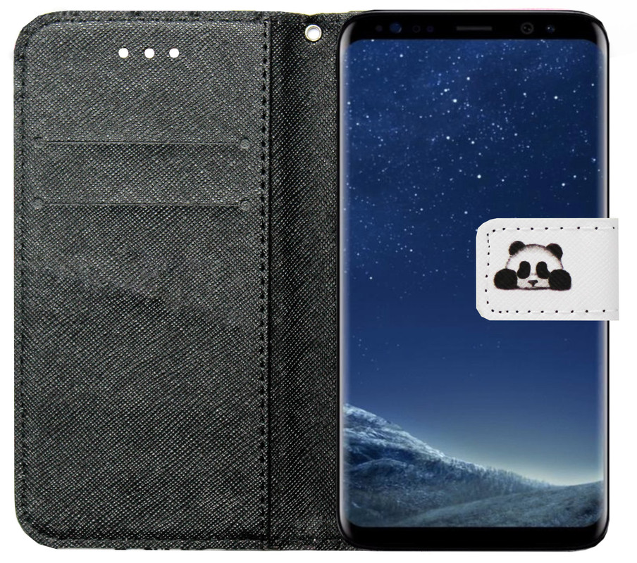 tarwe Berouw servet ADEL Kunstleren Book Case Pasjes Portemonnee Hoesje voor Samsung Galaxy S8  - Panda - Origineletelefoonhoesjes.nl