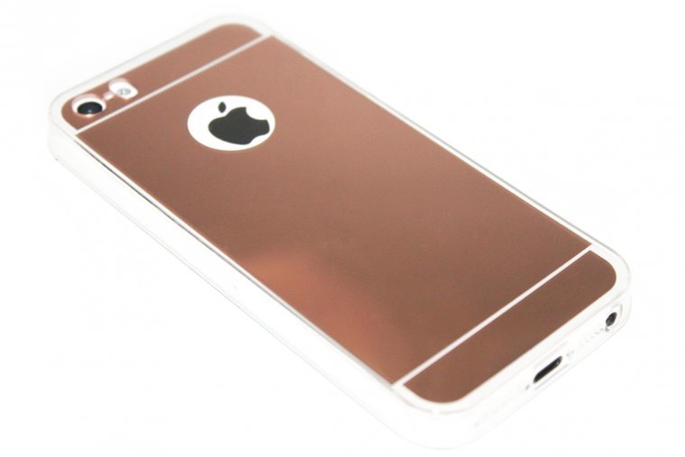 verf contact verwijderen Spiegel hoesje beige siliconen iPhone 5 / 5S / SE -  Origineletelefoonhoesjes.nl