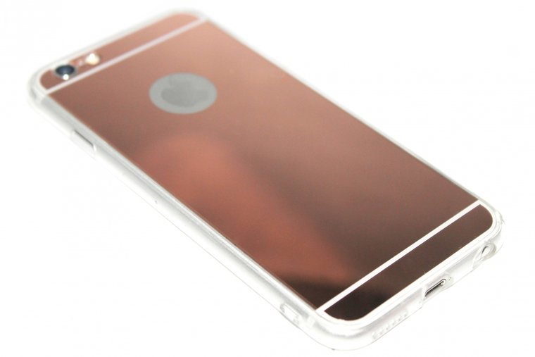 Spiegel hoesje beige siliconen iPhone 6 / 6S Origineletelefoonhoesjes.nl