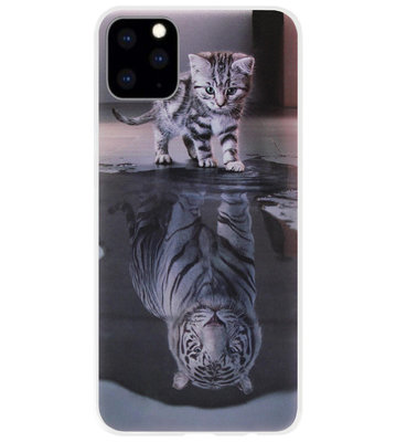 ADEL Siliconen Back Cover Softcase Hoesje voor iPhone 11 - Poezen Schaduw Tijger