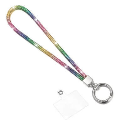 ADEL Telefoonkoordje Kort Polsband Universeel - Bling Glitter Regenboog