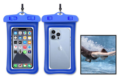 Waterdicht telefoonhoesje Universeel met Koord en Touchscreen-functie - Waterdichte Telefoonhoesjes - 100% Waterbestendige Telefoon Zak - Blauw